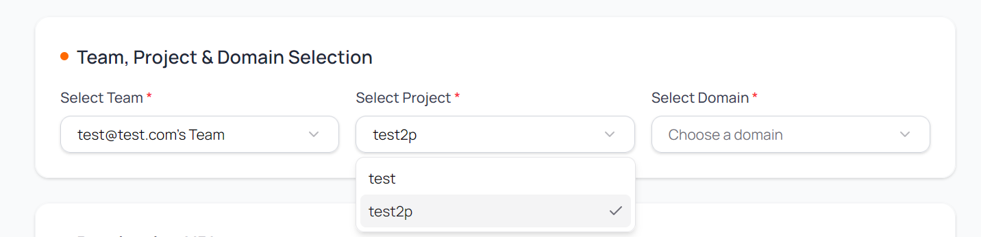 Step 2: Select Team & Project